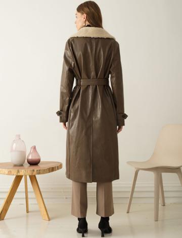 Pixie Market Brown Leather Trench Coat