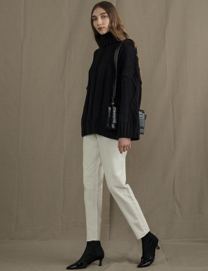 Pixie Market Black Cable-knit Sweater