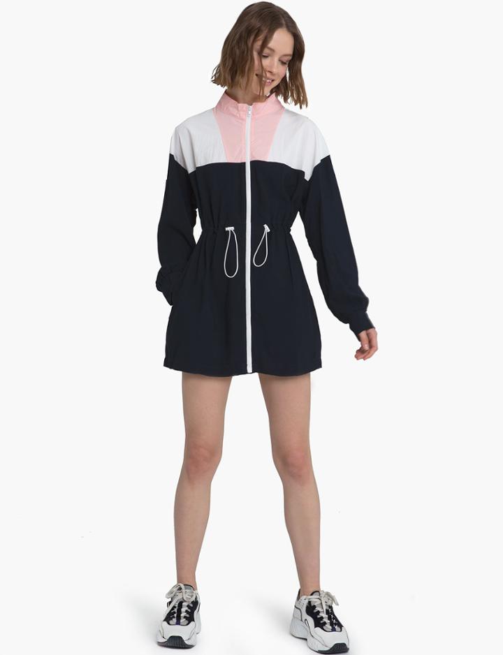 Pixie Market Color Block Windbreaker Jacket Dress