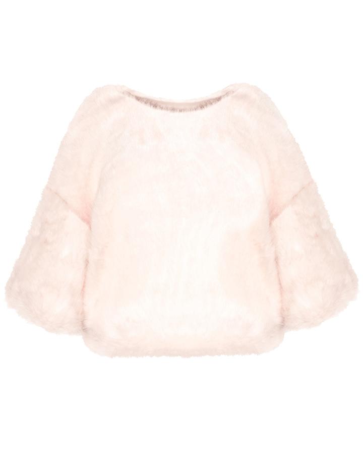 Pixie Market Faux Fur Chunky Pale Pink Top