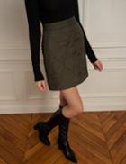 Pixie Market Olive Quilted Mini Skirt