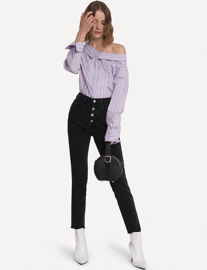 Pixie Market Lavender Striped Tie Back Shirt