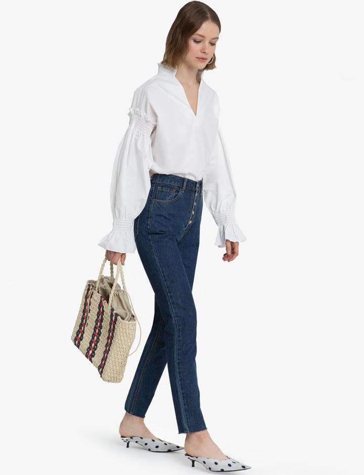 Pixie Market Simone Smocked Sleeve Shirt