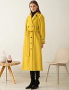Pixie Market Yellow Wool Long Coat