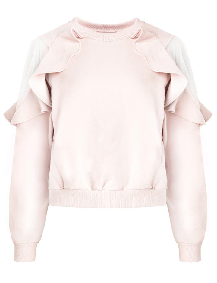 Pixie Market Ruffled Mesh Sweatshirt