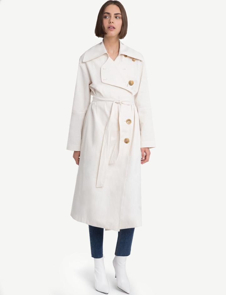 Pixie Market Ivory Belted Trench Coat