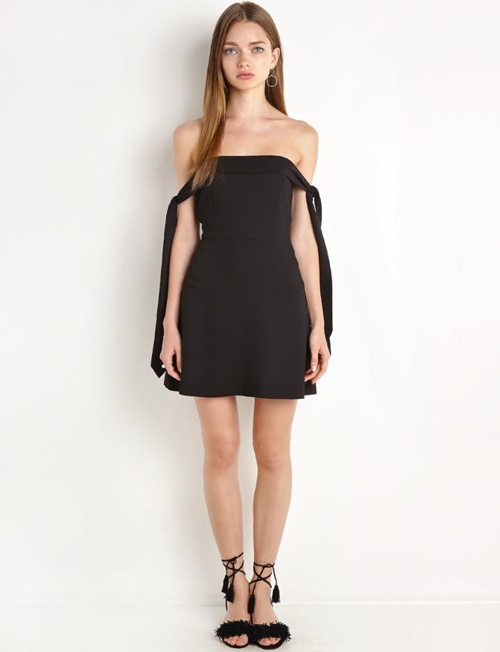 Pixie Market Anika Arm Sleeve Tie Off The Shoulder Dress