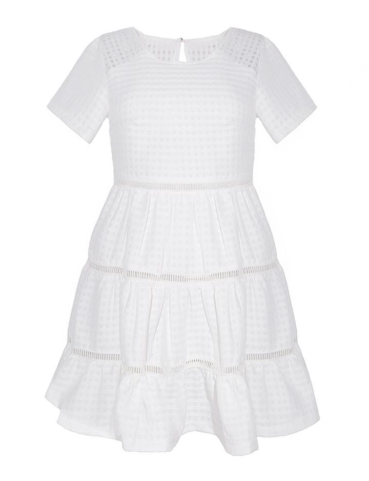 Pixie Market Fit And Flare White Ruffle Dress
