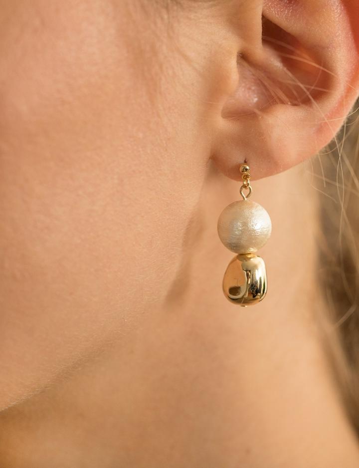 Pixie Market Pearl Gold Drop Earrings