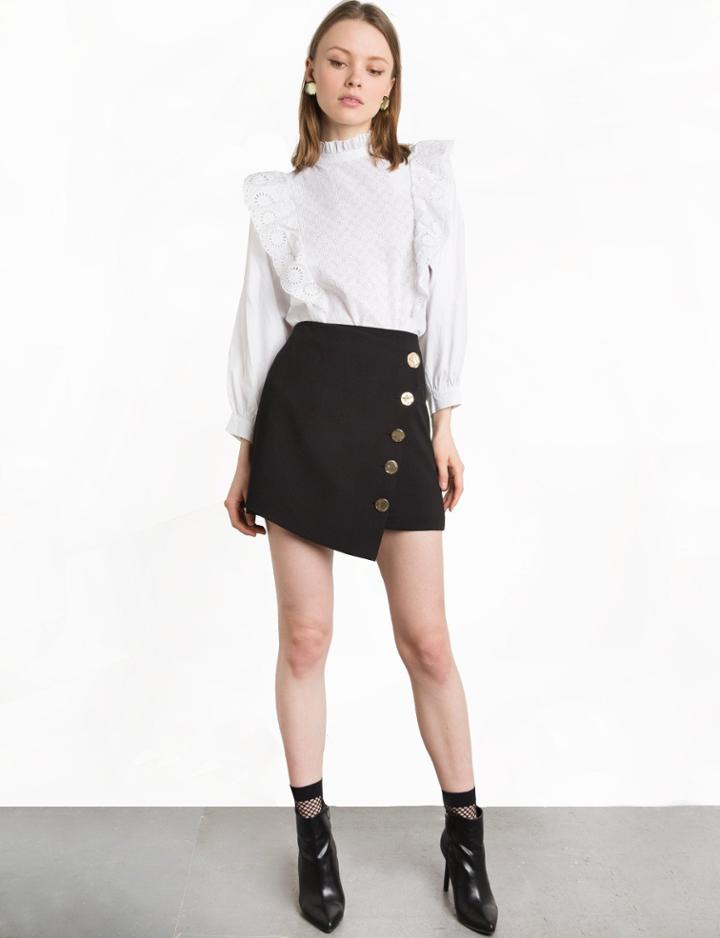 Pixie Market Cotton Eyelet Ruffled Blouse
