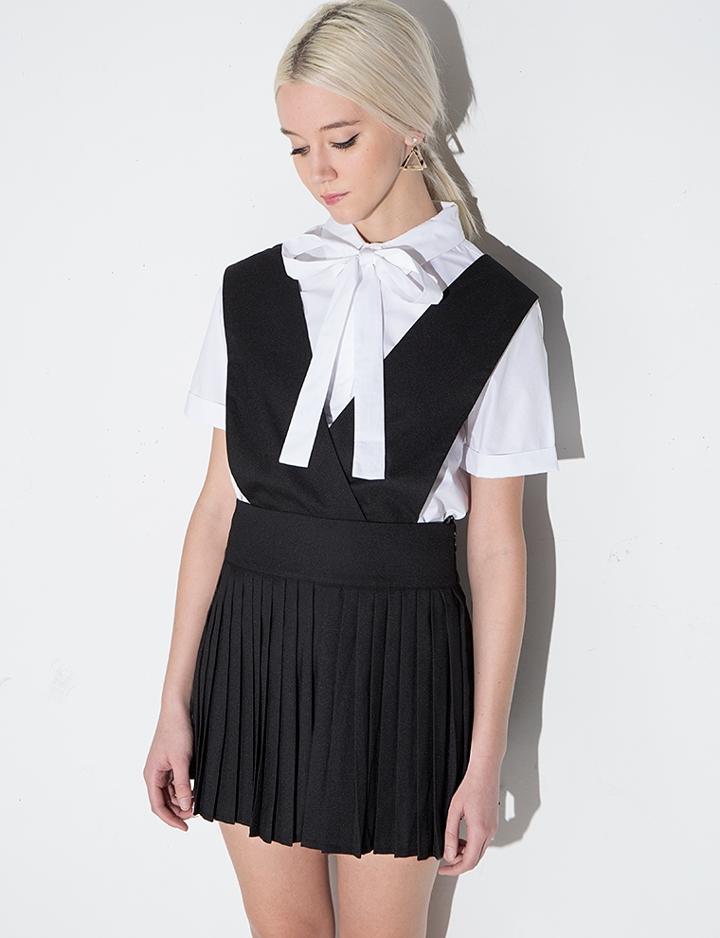 Pixie Market White Short Sleeve Bow Tie Shirt