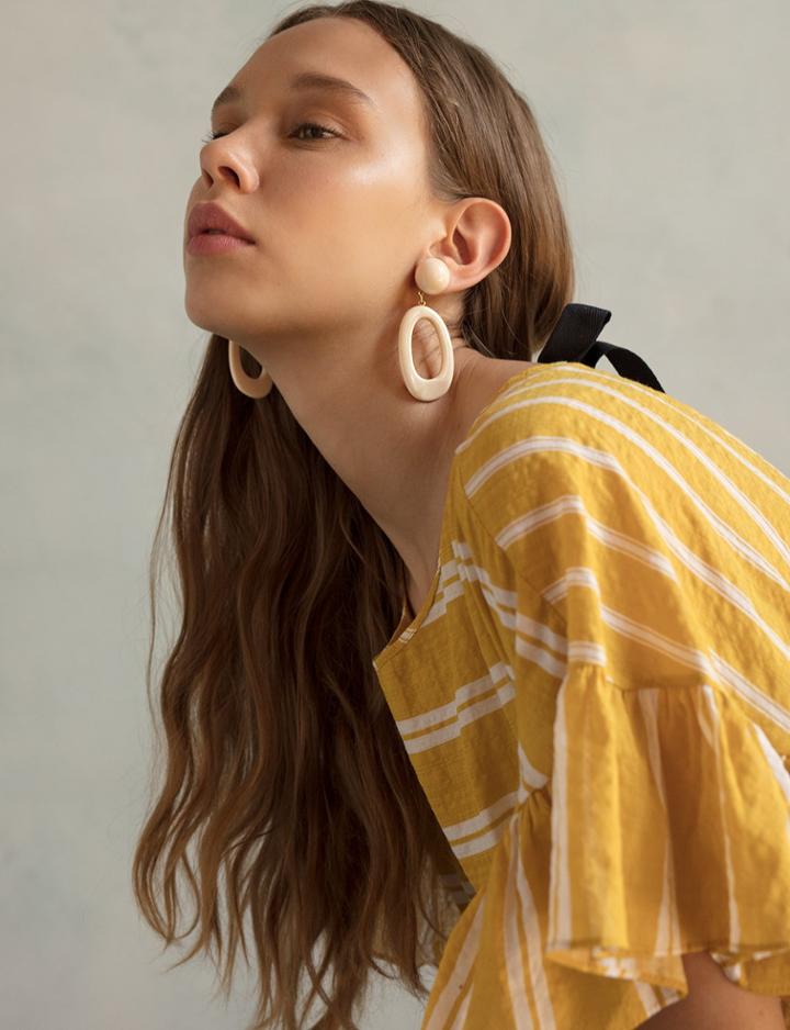 Pixie Market Ivory Acrylic Drop Hoop Earrings