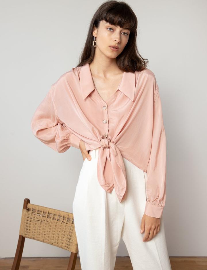 Pixie Market Pink Tie Front Blouse