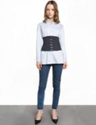 Pixie Market Pinstripe Corset Shirt