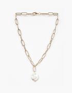 Pixie Market Sculptured Pearl Chain Link Double Necklace