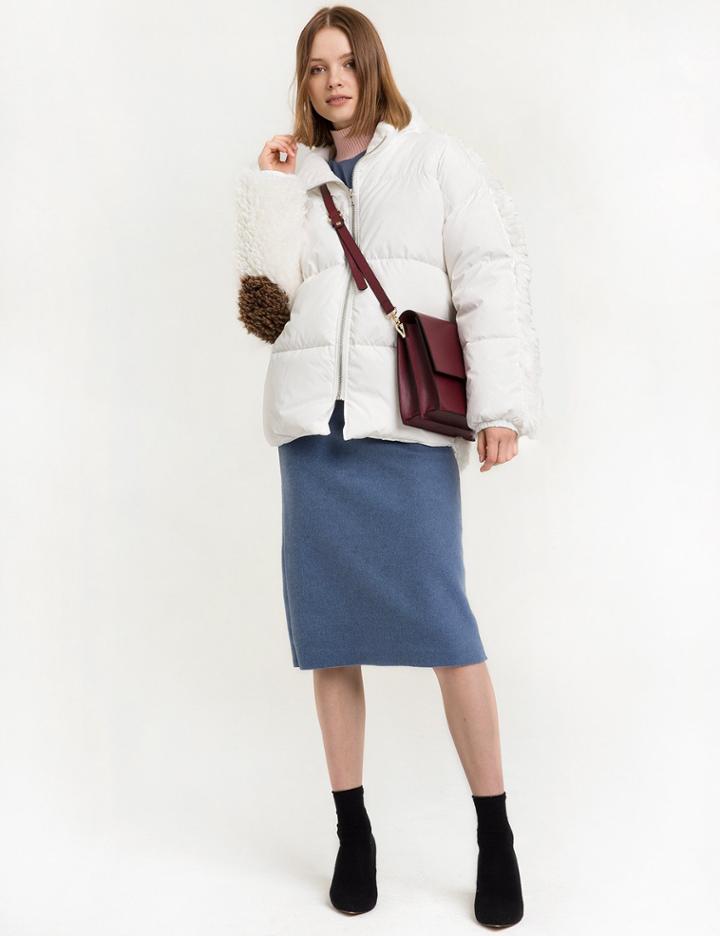 Pixie Market Fur Back White Puffy Jacket