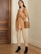 Pixie Market Camel Cable Knit Belted Cardigan