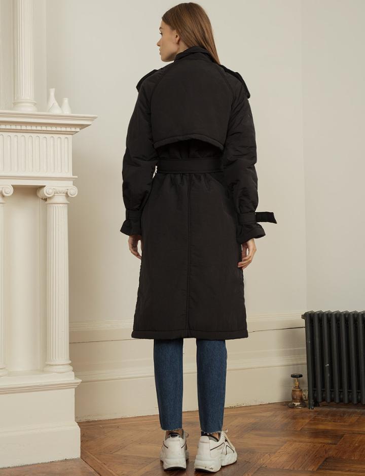 Pixie Market Black Nylon Trench Coat