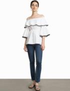 Pixie Market White Ruffled Off The Shoulder Top