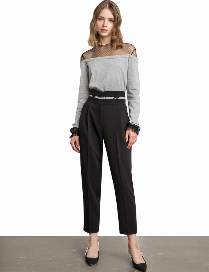 Pixie Market Tess Fishnet Off The Shoulder Sweatshirt