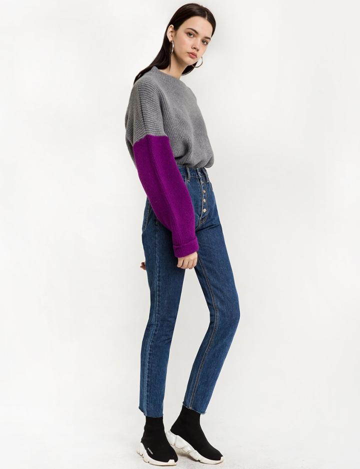 Pixie Market Purple Sleeve Color Block Sweater
