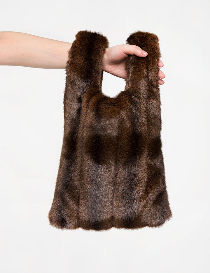 Pixie Market Faux Mink Fur Pull Through Bag