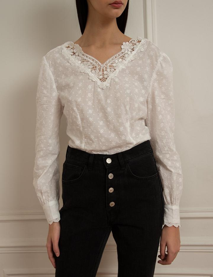 Pixie Market Lace Crochet V Neck Shirt