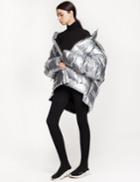 Pixie Market Silver Oversize Puffy Coat