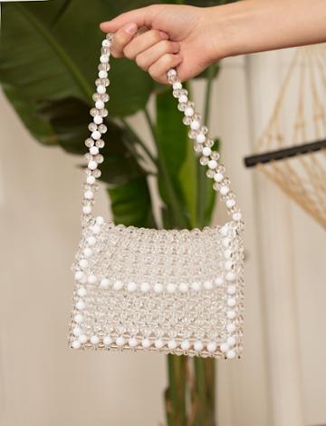 Pixie Market White Beaded Bag