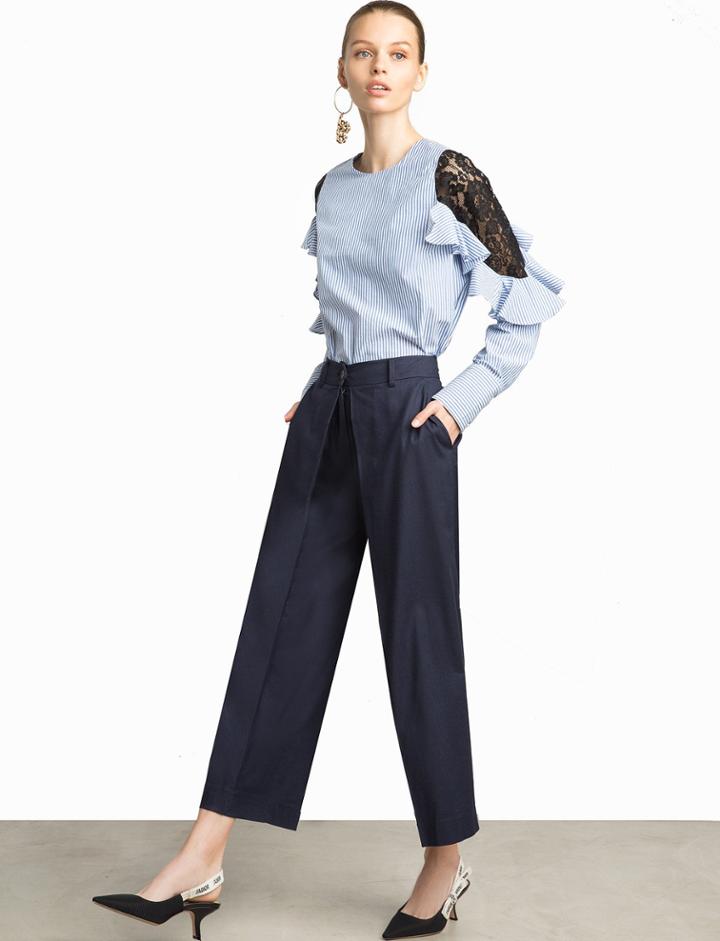 Pixie Market Dylan Navy Linen Layered Pants