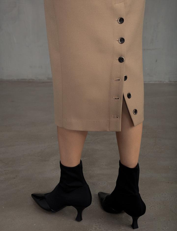 Pixie Market Button Back Tan Pencil Skirt