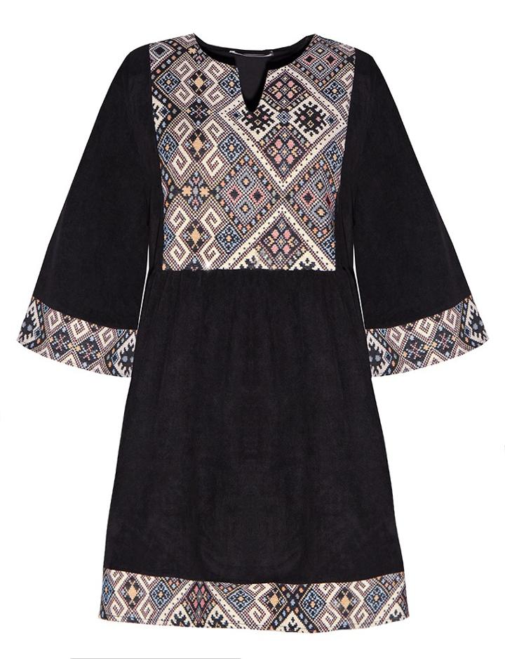 Pixie Market Suede Embroidered Boho Dress