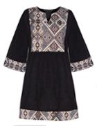 Pixie Market Suede Embroidered Boho Dress