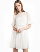 Pixie Market White Sheer Cut Out Waist Dress