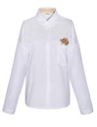 Pixie Market Puppy Embroidered Pocket White Shirt
