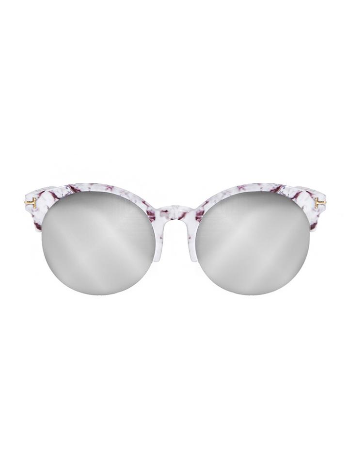 Pixie Market Marble Mirrored Round Sunglasses
