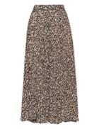 Pixie Market Grey Leopard Pleated Skirt