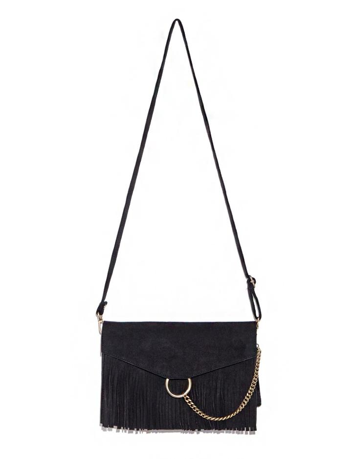 Pixie Market Fringe Ring Chain Cross Body Bag