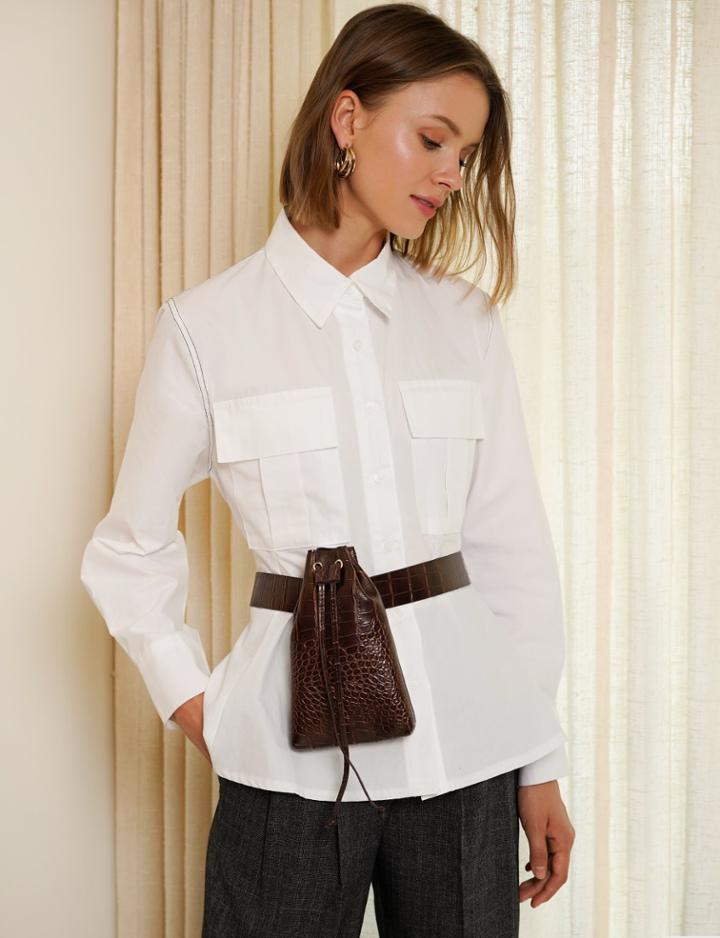 Pixie Market Brown Croc Belt Bag