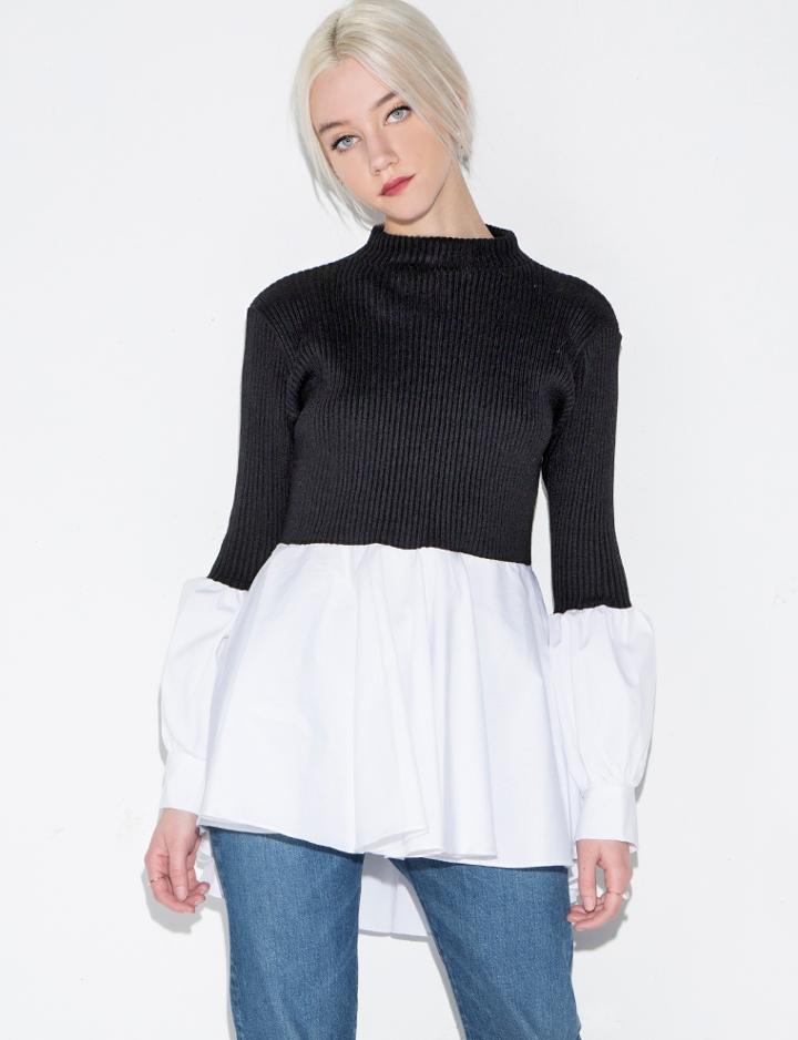 Pixie Market Knit Combi Trapeze Shirt