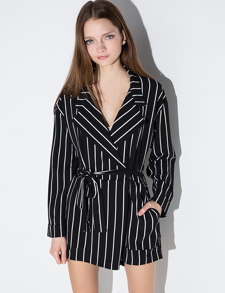 Pixie Market Stripe Long Sleeve Romper