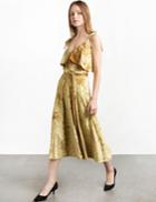 Pixie Market Marigold Velvet Shoulder Tie Slip Dress