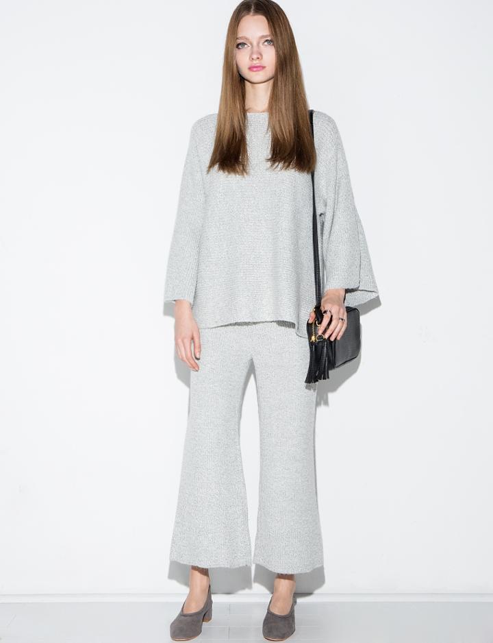 Pixie Market Wide Leg Grey Knit Pants