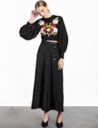 Pixie Market Floral Embroidered Crop Sweater
