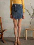 Pixie Market Asymmetric Denim Mini Skirt -15% Off
