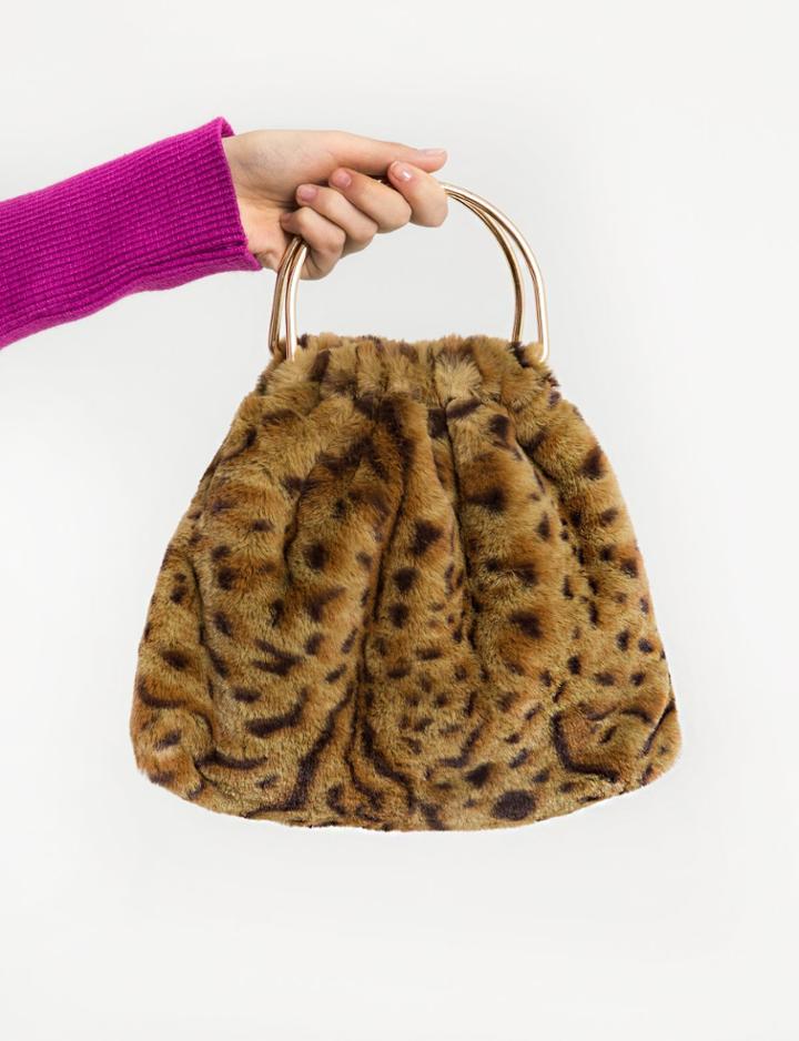 Pixie Market Leopard Fur Pouch Ring Bag