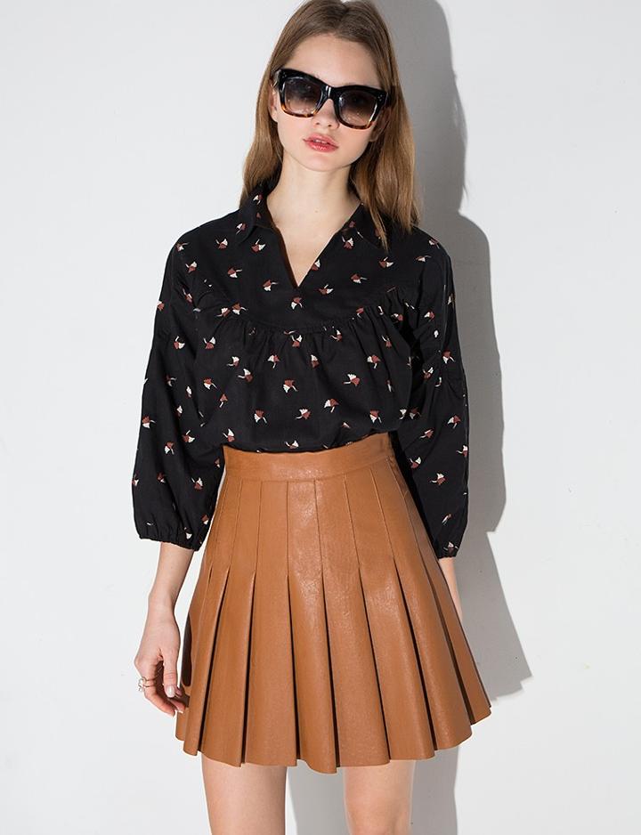 Pixie Market Bird Print Balloon Blouse