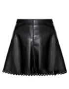 Pixie Market Black Scalloped Leather Eyelet Mini Skirt