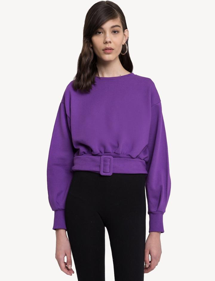 Pixie Market Purple Belted Sweatshirt