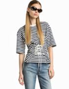 Pixie Market Muse Striped Jersey Corset Tee